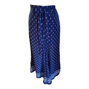 Truth Palazzo Wide Leg Pants Resortwear Poolside Beach Sz Large Navy/White